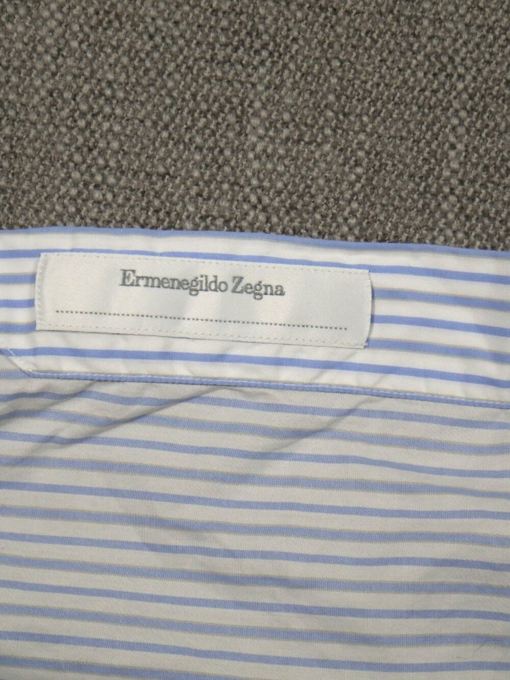 Ermengildo Zegna Mens Cotton Blue striped Dress Shirt 43/17 R - Picture 9 of 9